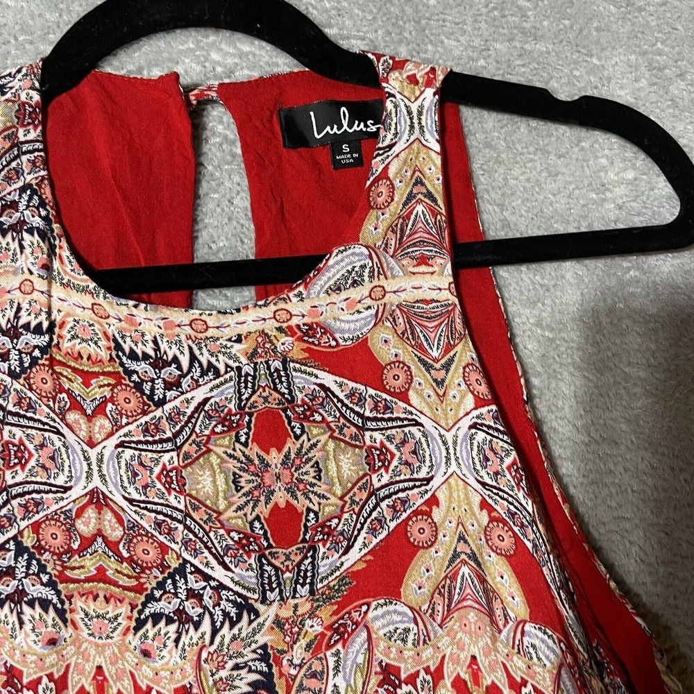Lulus Dress Womens Small Red Lined Swing Mini Boho‎ Sleeveless High Neck - Picture 2 of 8